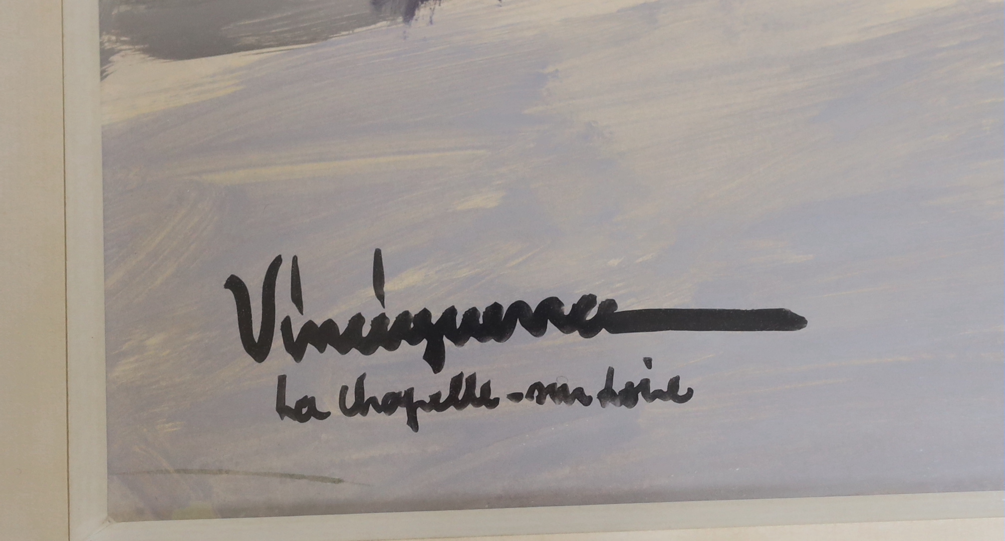 Vincenzo Vinciguerra (b.1922), gouache, 'La Chapelle sur Loire', signed, 48 x 56cm